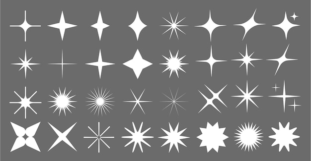 Collection of Star Icons and Silhouettes