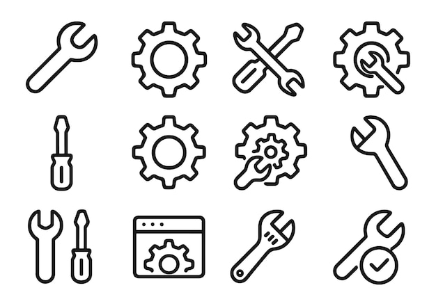 Collection of tools and gears illustrating mechanical repair and maintenance activities in a workshop setup