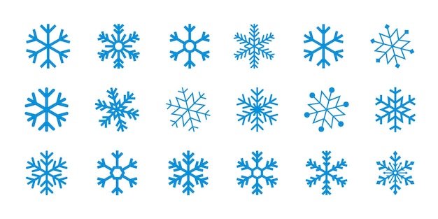 Collection of various blue snowflakes
