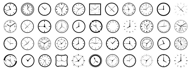 Collection of Various Clock Faces Depicting Different Times