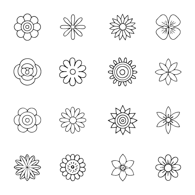 Collection of various flower icons