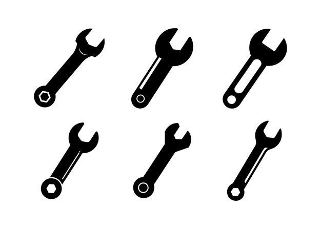 Collection of Wrench Silhouettes for Repair and Maintenance