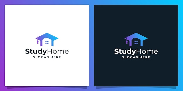 College Graduate cap Campus Education logo design y house building logo ilustración vectorial diseño gráfico