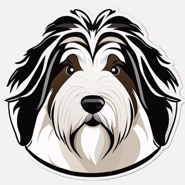 Vector collie barbudo dibujado a mano dibujos animados pegatina icono concepto aislado ilustración