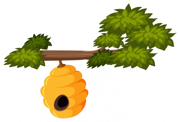 Vector colmena en la rama de un árbol