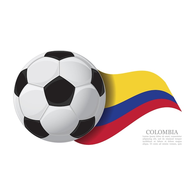 Vector colombia ondeando la bandera con un balón de fútbol concepto de apoyo al equipo de fútbol