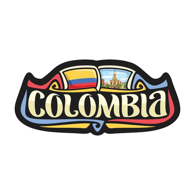 Colombia Sticker Flag Logo Badge Travel Souvenir Ilustración