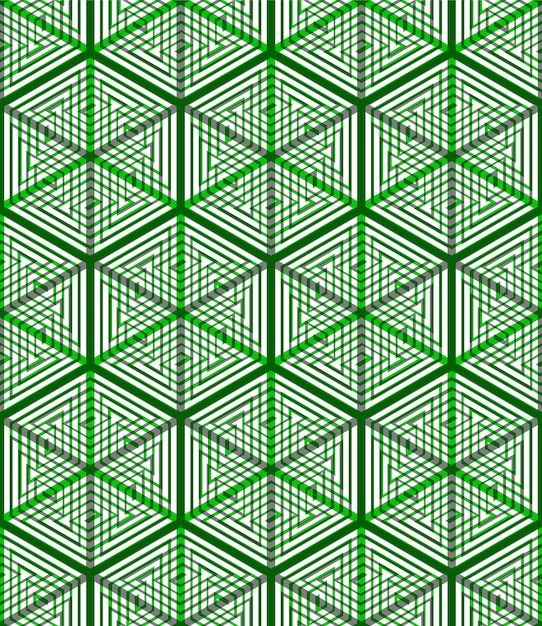 Color abstracto entrelazado patrón geométrico sin fisuras, EPS10. Telón de fondo ilusorio brillante con figuras tridimensionales entrelazadas. Revestimiento gráfico contemporáneo.
