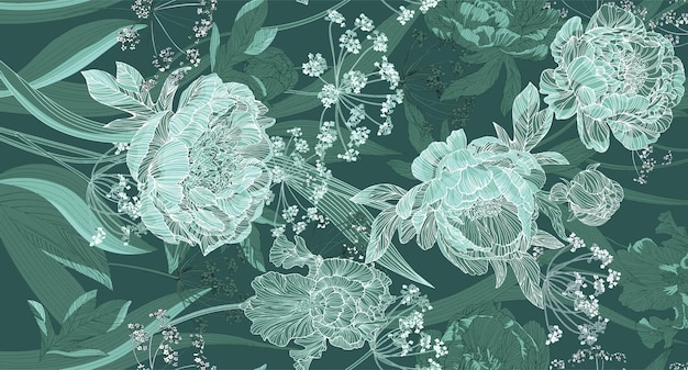 Vector color de agua de flores de primavera y diseño de patrón de hojas ilustración vectorial diseño de impresión de tela