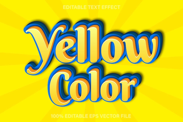 Color amarillo Efecto de texto editable Relieve 3d Estilo amarillo