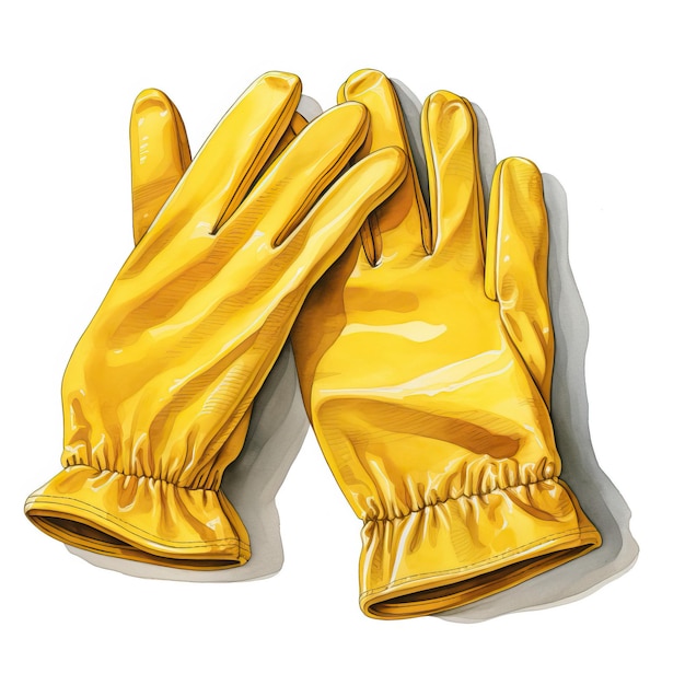 Vector color amarillo guantes acuarela vector fondo blanco es