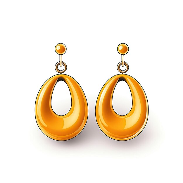 Vector color amarillo pendientes 3d vectorial fondo blanco aislado