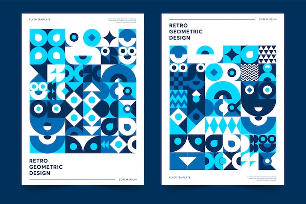 Color del año 2020 plantilla de cartel diseño geométrico retro Premium