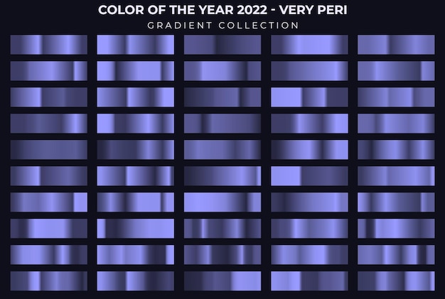 Color del año 2022 - very peri, colección degradado. conjunto de degradado de color púrpura pastel. elegante colección de degradado violeta de color pastel para botón cromado, marco, cinta, borde, diseño de etiqueta.