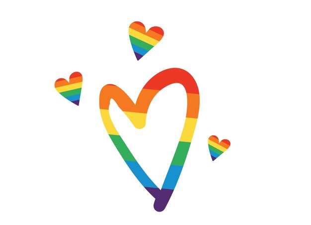 Color del arco iris transgénero LGBTQ en forma de corazón ilustración vectorial aislada Fondo del concepto LGBT