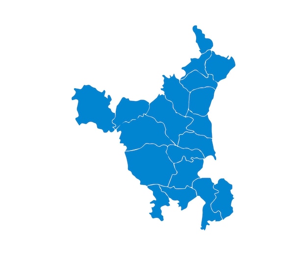 Vector color azul cielo mapa de haryana mapa político y administrativo de haryana con distritos