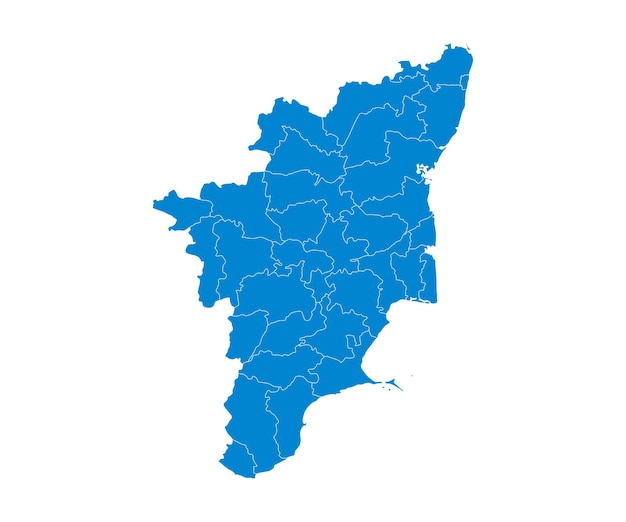 Color azul cielo Mapa de Tamil Nadu Mapa político y administrativo de Tamil Nadu con distritos