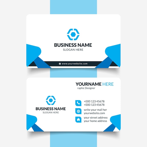 Color azul Modelo de tarjeta de visita moderna y minimalista para empresas