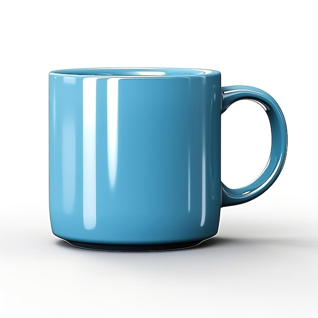 Color azul Vector de taza plana Fondo blanco aislado alto