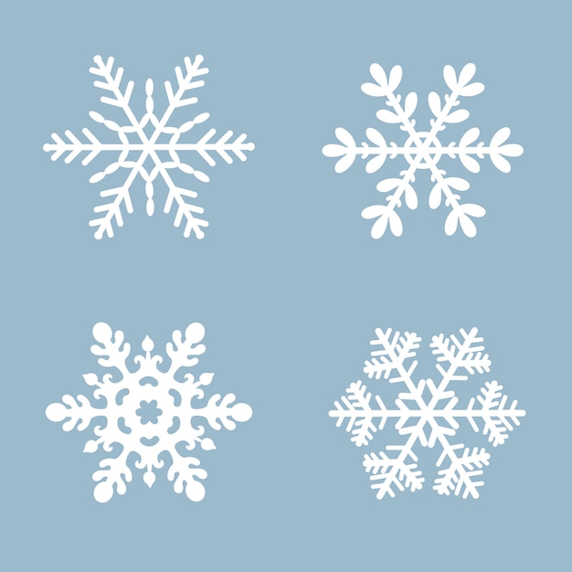 Color blanco determinado del icono del vector del copo de nieve. Elemento de cristal plano de invierno azul navidad nieve.