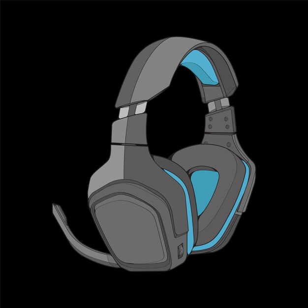 Color Block Auriculares Vector Ilustración Música Concepto Line art vector Auriculares portátiles Auriculares Vector