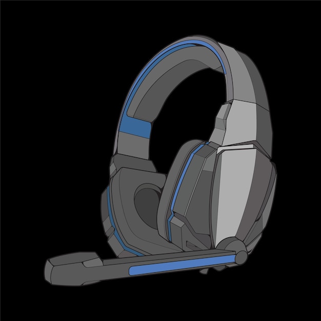 Color Block Auriculares Vector Ilustración Música Concepto Line art vector Auriculares portátiles Auriculares Vector