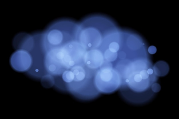 Color bokeh cloud with glowing soft circles on black background Elegant light blur effect for abstract dreamy or minimal vector overlays and digital design