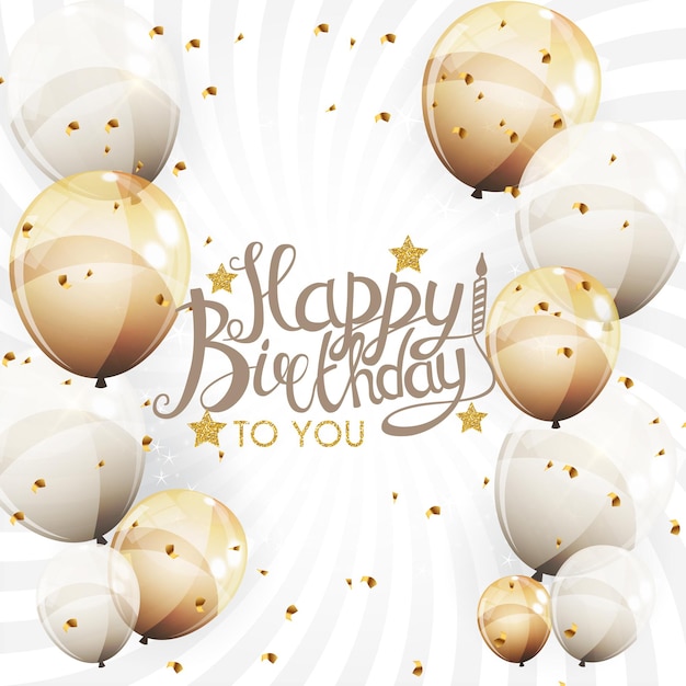 Color brillante feliz cumpleaños globos banner fondo ilustración vectorial EPS10