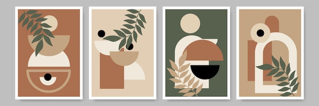 Color contemporáneo neutro Bauhaus conjunto de impresión de arte Boho póster diseño minimalista arte boho