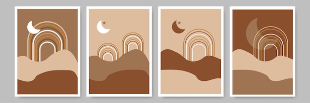 Color contemporáneo neutro Bauhaus conjunto de impresión de arte Boho póster diseño minimalista arte boho