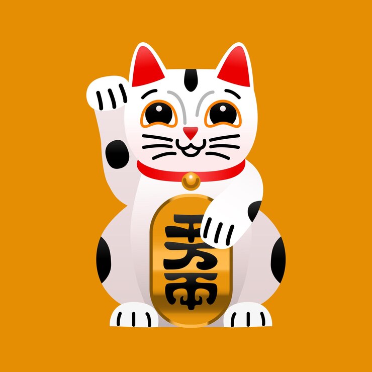 Vector color de dibujos animados gato afortunado o maneki neko vector