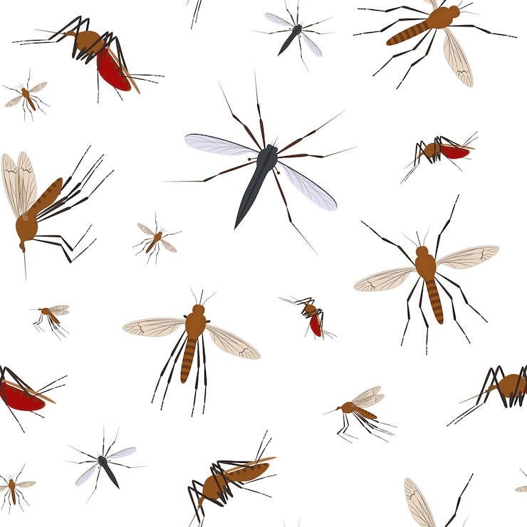 Vector color de dibujos animados mosquito insecto patrón sin costuras vector de fondo