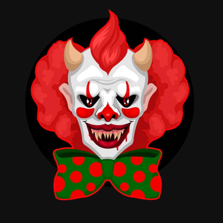 Vector color de dibujos animados personaje personaje clown asustador concepto vector