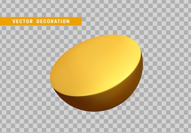 Color dorado aislado de media esfera. forma geométrica de objetos 3d. ilustración vectorial