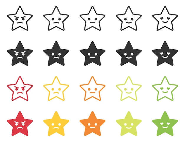 Color encuesta estrella cara icono Opinión emoción ilustración símbolo cliente voz vector