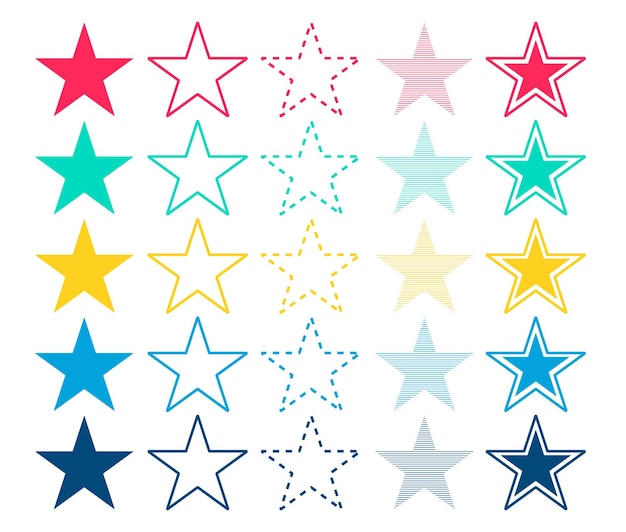 Color estrella icono colección vector estrellas coloridas