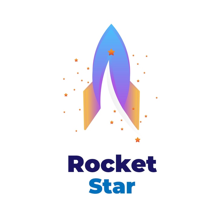 Color de gradación del logotipo de ilustración vectorial Rocket Star