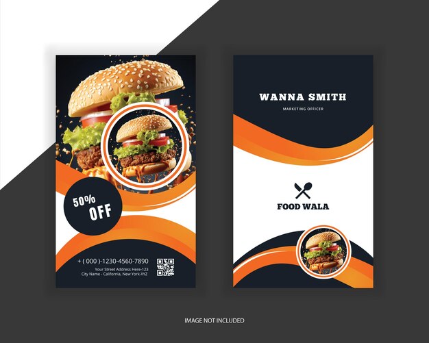 El color de gradiente amarillo y naranja coincide con el nuevo diseño de tarjeta de visita profesional de Burger Restaurant