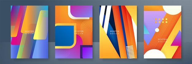 Color de gradiente brillante patrón de línea abstracto diseño de fondo de portada diseño de fondo moderno con color vibrante moderno y vívido azul violeta rojo naranja verde plantilla de portada de cartel vector