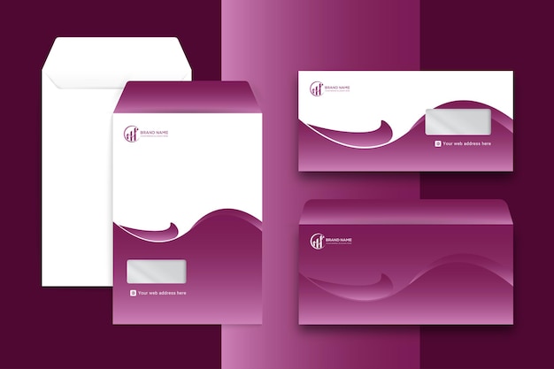 Color de gradiente corporativo Conjunto de plantillas de diseño de sobre