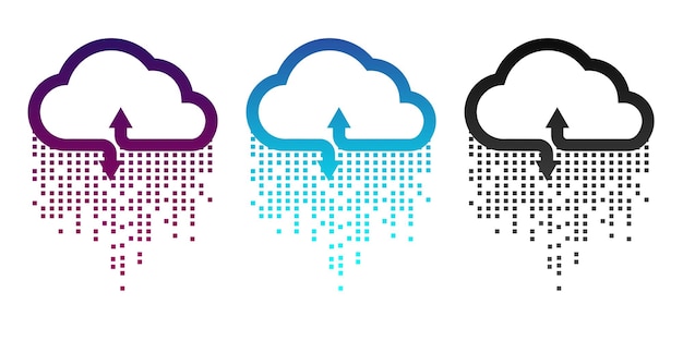 Color de gradiente del icono de la nube en fondo blanco Concepto de computación en la nube descarga y carga de datos