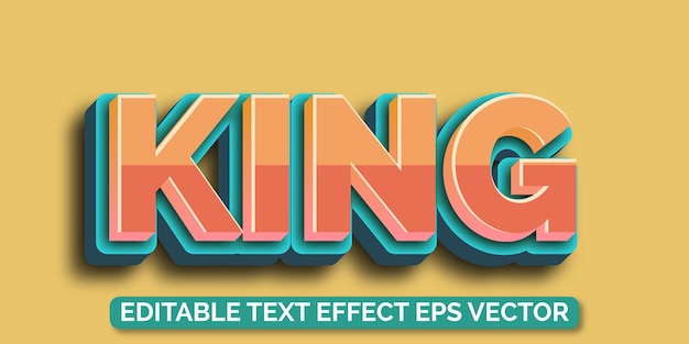 El color del gradiente del rey es editable, el efecto de texto 3D es vectorial.
