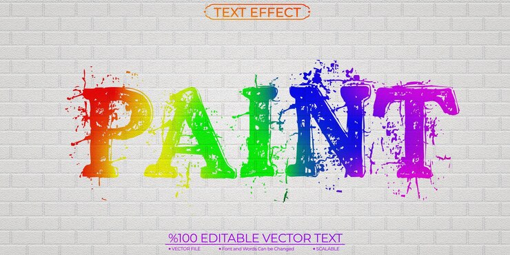 Vector color graffiti spray paint efecto de texto vectorial editable y escalable