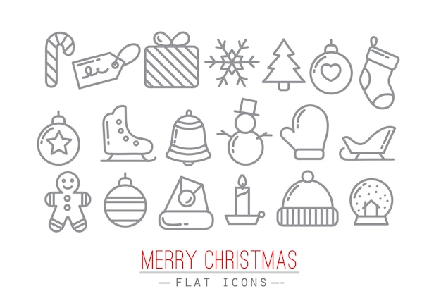 Color de iconos planos de Navidad
