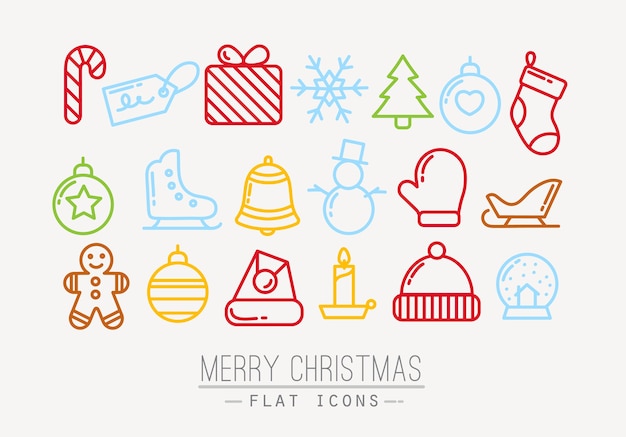 Color de iconos planos de Navidad