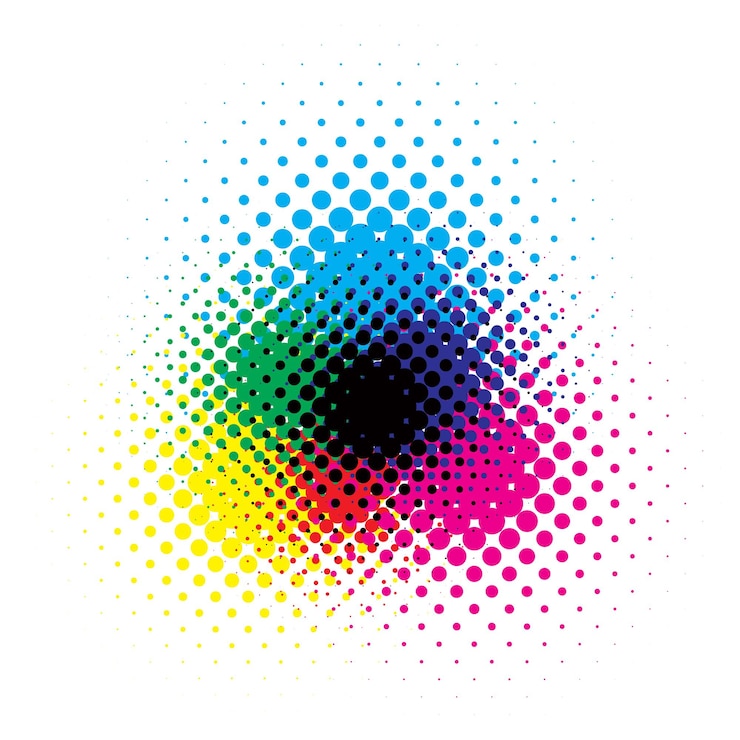 Vector color de ilustración vectorial de medios tonos rgb y cmyk