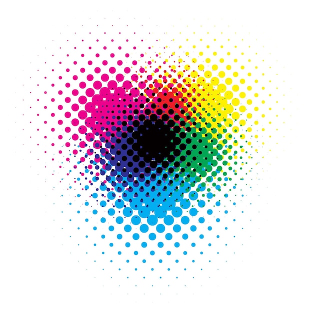 Color de ilustración vectorial de medios tonos RGB y CMYK