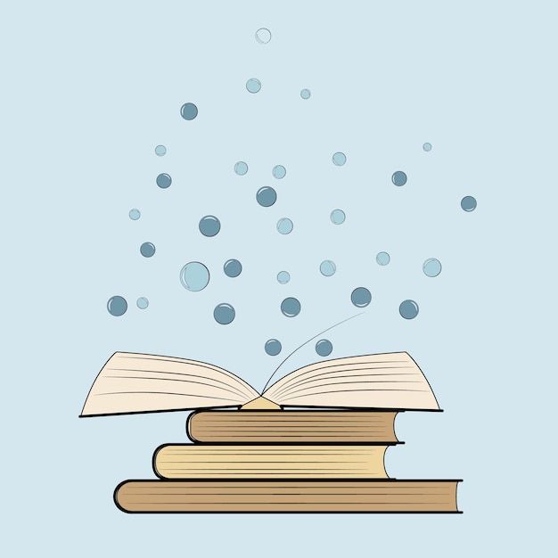 Color de libro y pompas de jabón.