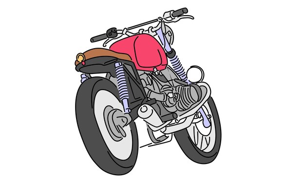 El color de la línea de arte de la ilustración vectorial de motocicletas clásicas de época.