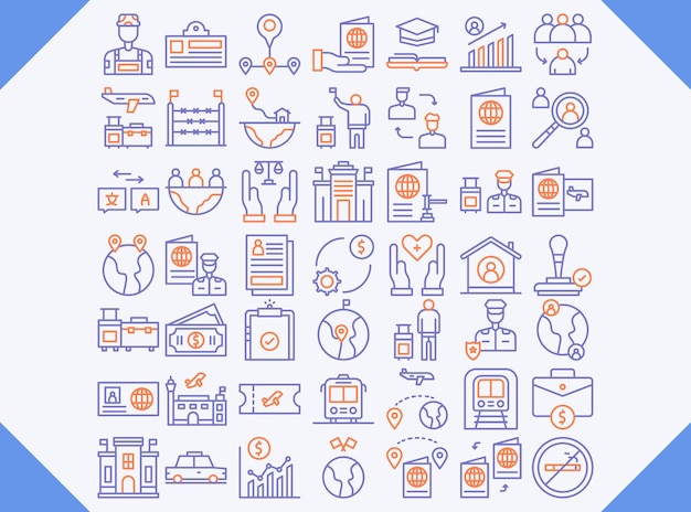 color de la línea de diseño del vector de inmigración